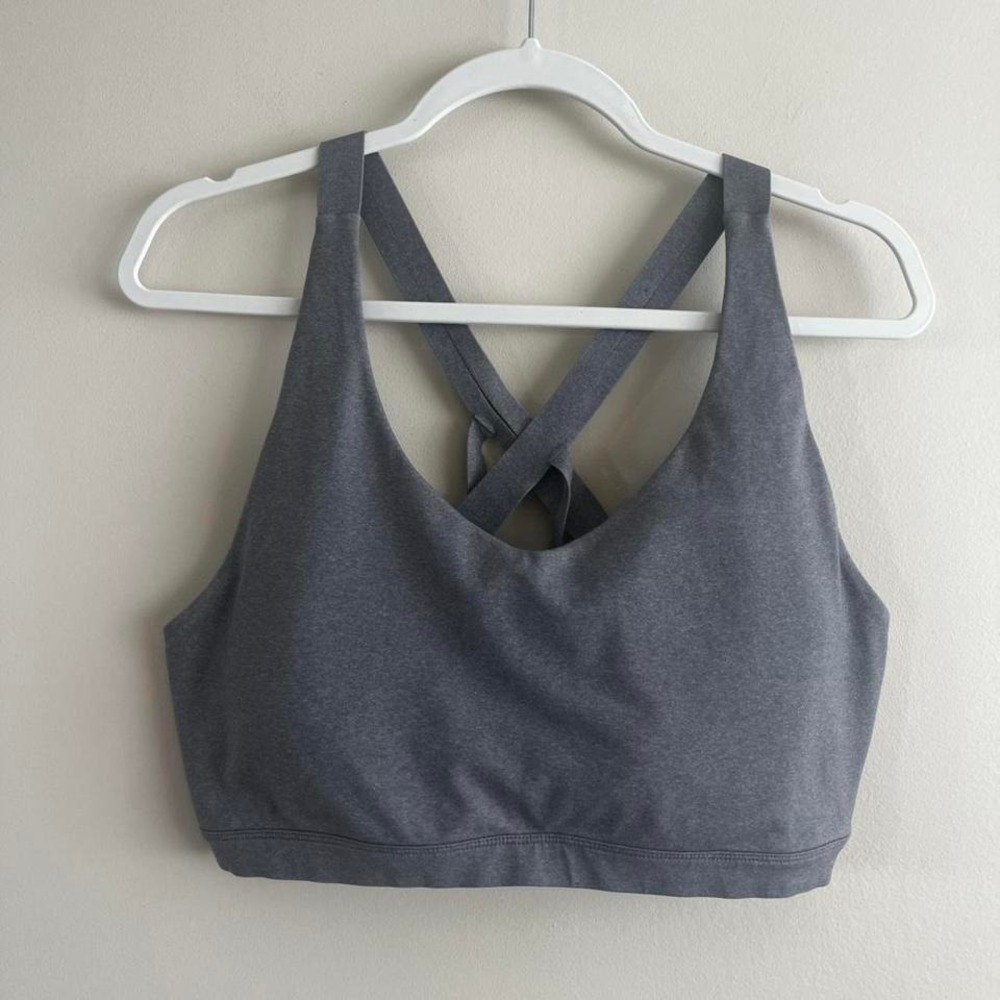PrAna sports bra size XL gray crossback v-neck yoga athleisure